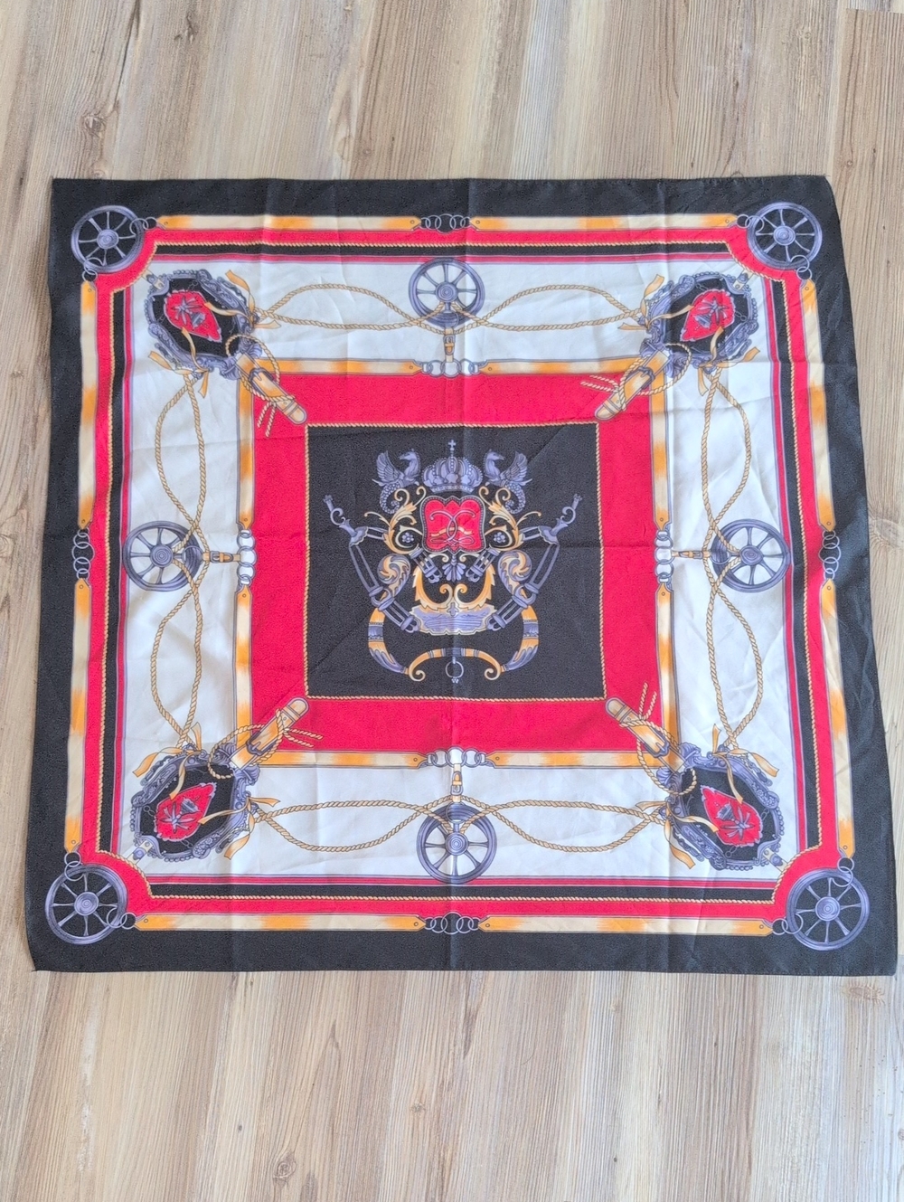 Vintage Silk Feel Red & Black Women's Fashion Scarf Made In Japan Gloria